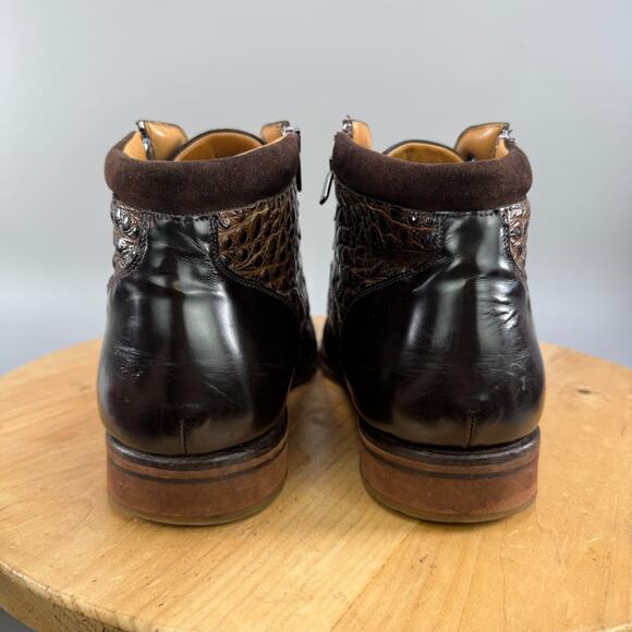 Mezlan Manson Genuine Crocodile Lace Up Ankle Boots Mens Size 13 Double‎ Zip